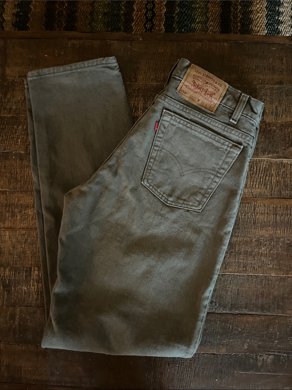 Vintage Levi's Men's Olive Gray Slim-Straight Jeans
